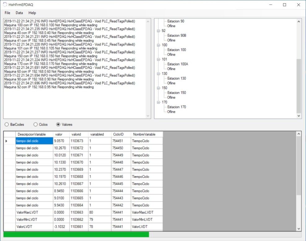 Custom data-acquisition application screen